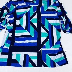 Alfani-Blouse-Multi colored-PetiteLarge-3/4sleeves